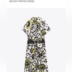 Zara Belted printed dress size L worn once